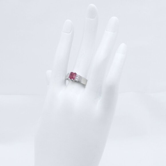 Genuine Pink Tourmaline Cushion Cut Ring in 925 Sterling Silver - Picture 6 of 6
